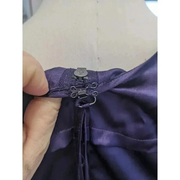 Leon Max Limited Edition Size M Deep Purple Puff Sleeve Chiffon Silk Dress - Picture 13 of 13